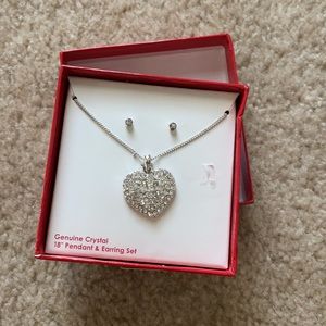 Heart shaped necklace with earrings